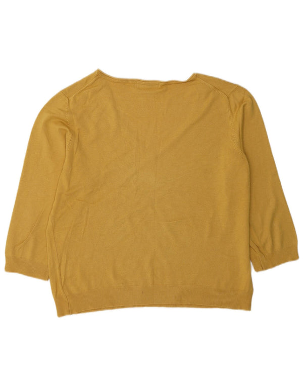 Marks & Spencer Γυναικείο πουλόβερ 3/4 με V λαιμόκοψη UK 20 2XL κίτρινο