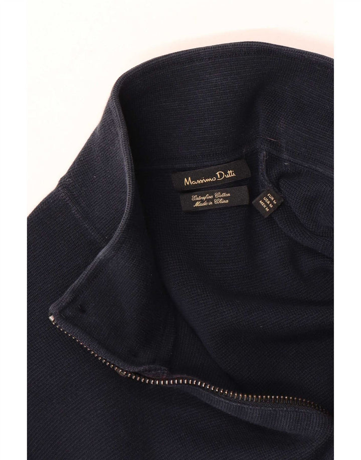 Ανδρικό πουλόβερ ζακέτα Massimo Dutti, μεσαίο μπλε βαμβακερό