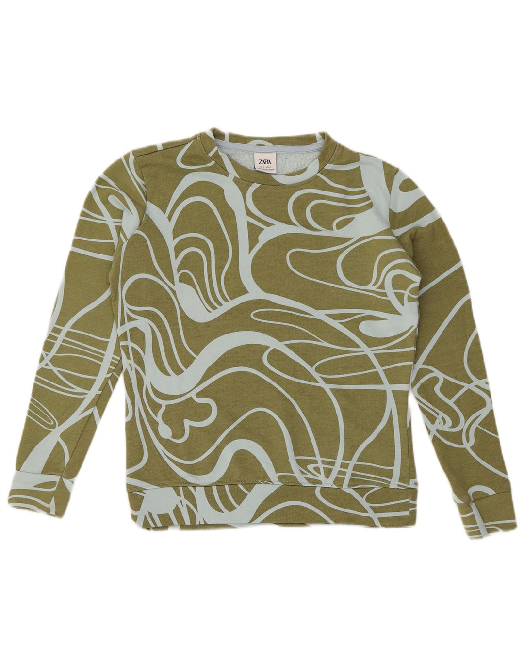 Zara Γυναικεία Abstract Pattern Oversized φούτερ Jumper UK 10 Small Khaki