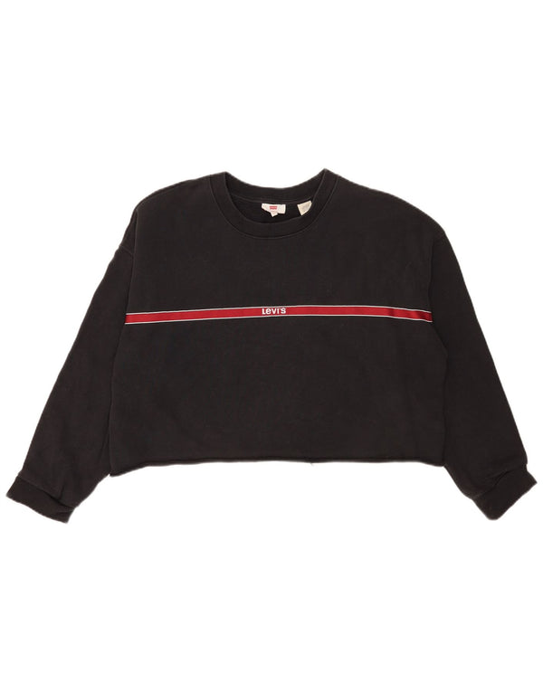Γυναικεία φούτερ Levi's Crop Oversized Jumper UK 16 Large Grey ριγέ