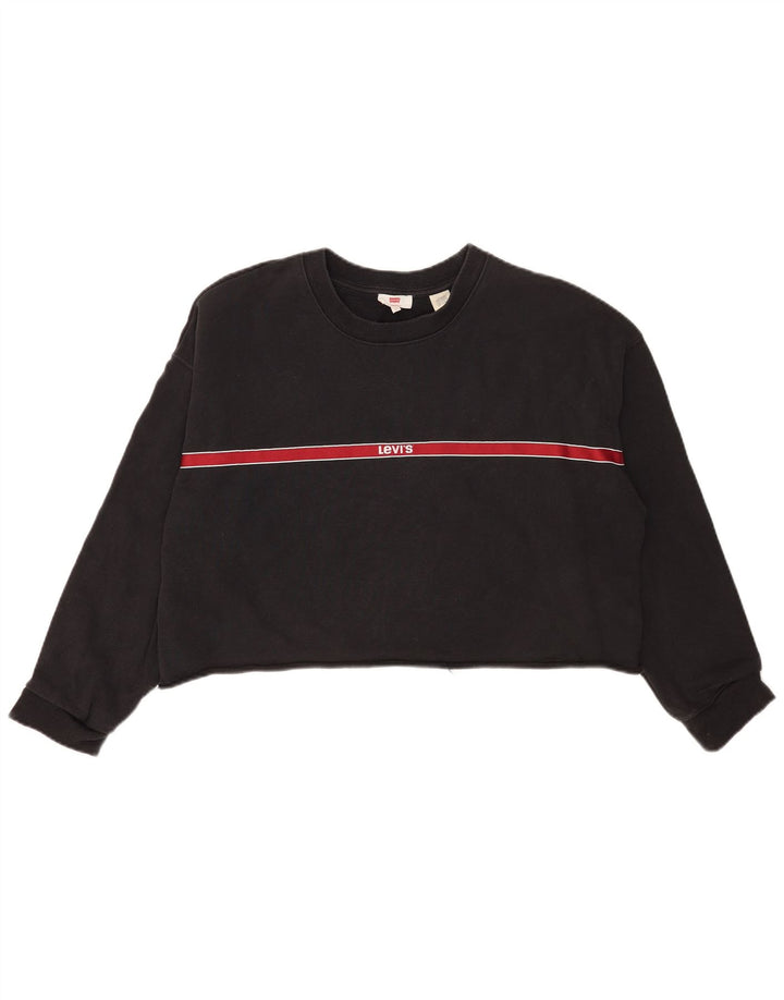Γυναικεία φούτερ Levi's Crop Oversized Jumper UK 16 Large Grey ριγέ