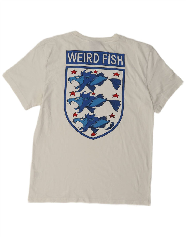 Ανδρικό μπλουζάκι Weird Fish Graphic T-Shirt Top μεγάλο λευκό βαμβακερό