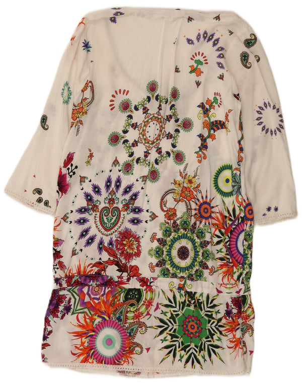 Γυναικείο Desigual Graphic Drop Waist φόρεμα UK 10 Small White Floral