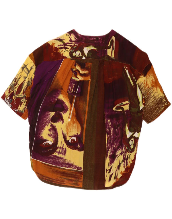 Vintage γυναικεία γραφική μπλούζα Top IT 46 Large Brown Colourblock