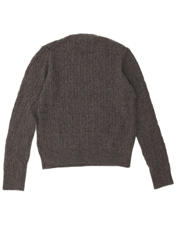 Jack Wills Γυναικείο πουλόβερ με λαιμόκοψη Crop Crew UK 14 Large Grey Wool