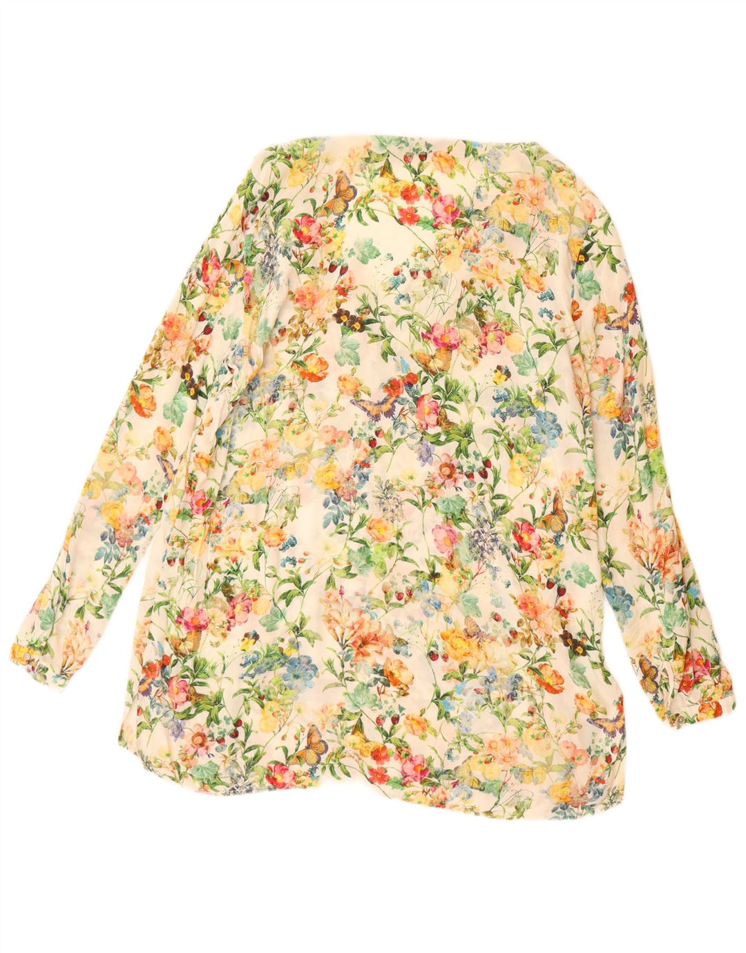 Γυναικεία μακρυμάνικη μπλούζα ZARA τοπ UK 16 Large Off White Floral