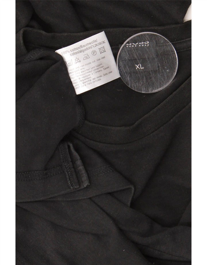 Ανδρικό μπλουζάκι HUGO BOSS Μακρυμάνικο XL Μαύρο βαμβακερό