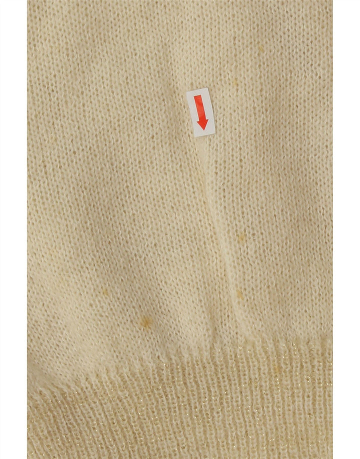 VINTAGE Womens Cardigan Sweater UK 14 Medium Beige Vintage Vintage and Second-Hand Vintage from Messina Hembry 