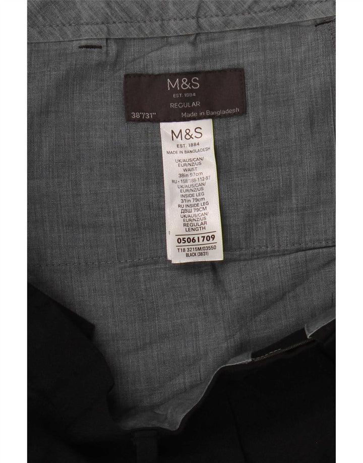 Marks & Spencer Ανδρικό παντελόνι κανονικό κοστούμι W38 L31 μαύρο πολυεστέρα