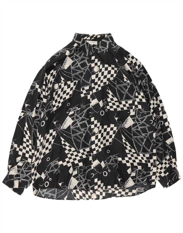 Ανδρικό πουκάμισο VINTAGE XL Μαύρο γεωμετρικό μετάξι