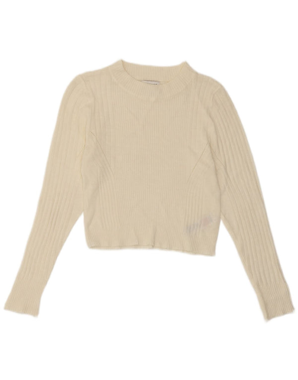 Topshop Γυναικείο πουλόβερ με λαιμόκοψη Crop Crew UK 14 μεγάλο λευκό ακρυλικό