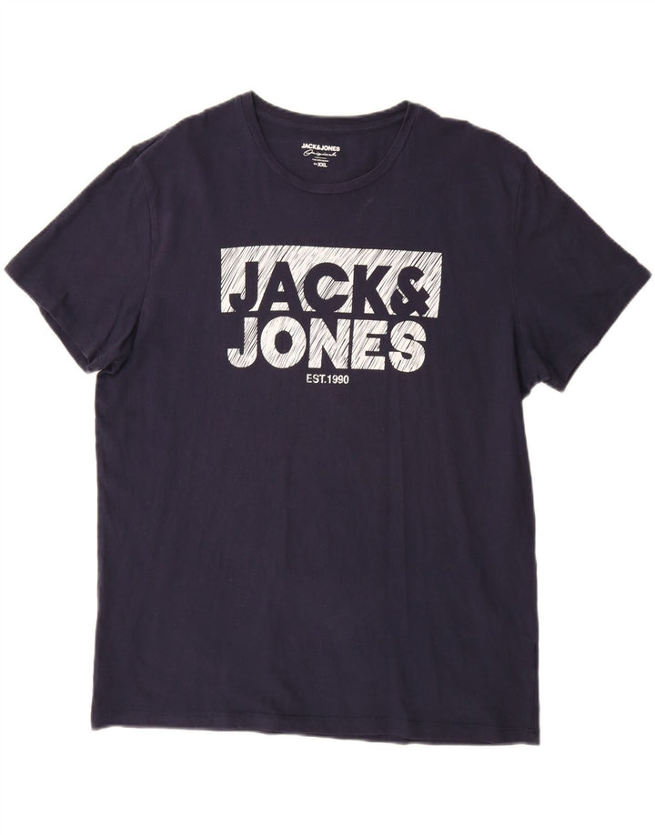 Ανδρικό γραφικό μπλουζάκι JACK & JONES Top 2XL Navy Blue από βαμβάκι