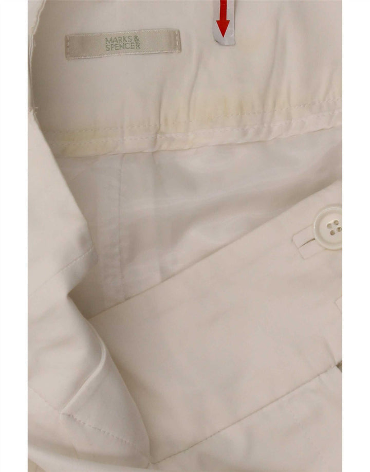 Marks & Spencer Γυναικεία ίσια φούστα UK 12 Medium W30 Λευκή Βαμβακερή