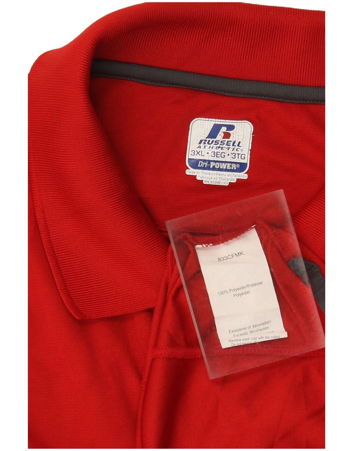 RUSSELL ATHLETIC Mens Wrestling Polo Shirt 3XL Red Polyester