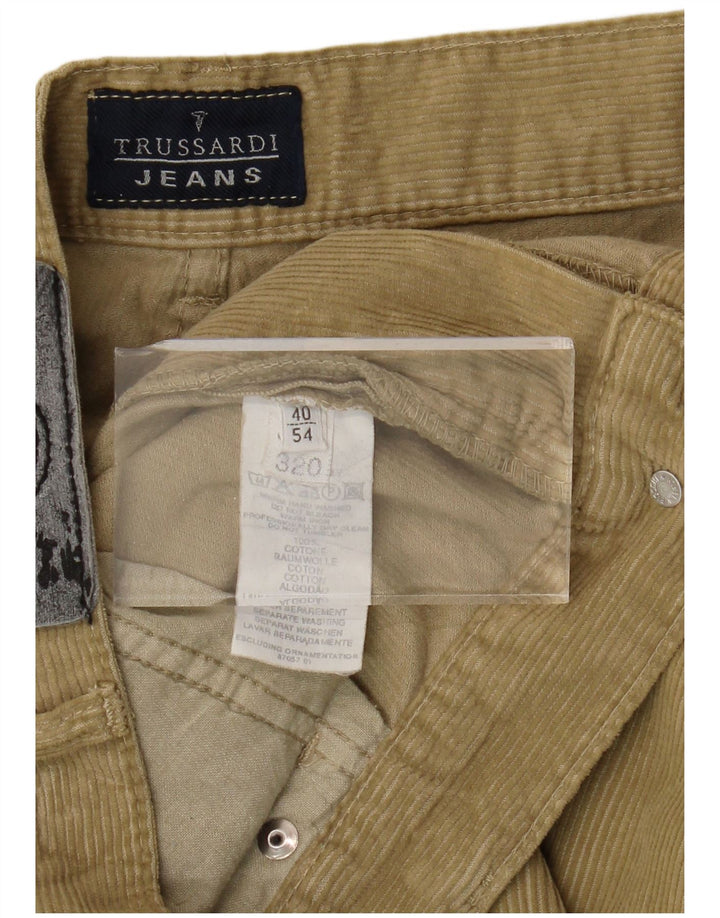 TRUSSARDI Ανδρικό ίσιο κοτλέ παντελόνι IT 54 2XL W40 L32 Χακί Βαμβακερό