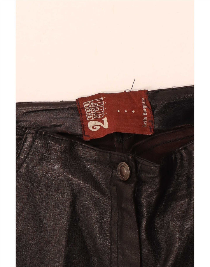 Vintage Γυναικείο Flare Δερμάτινο Παντελόνι W28 L30 Μαύρο