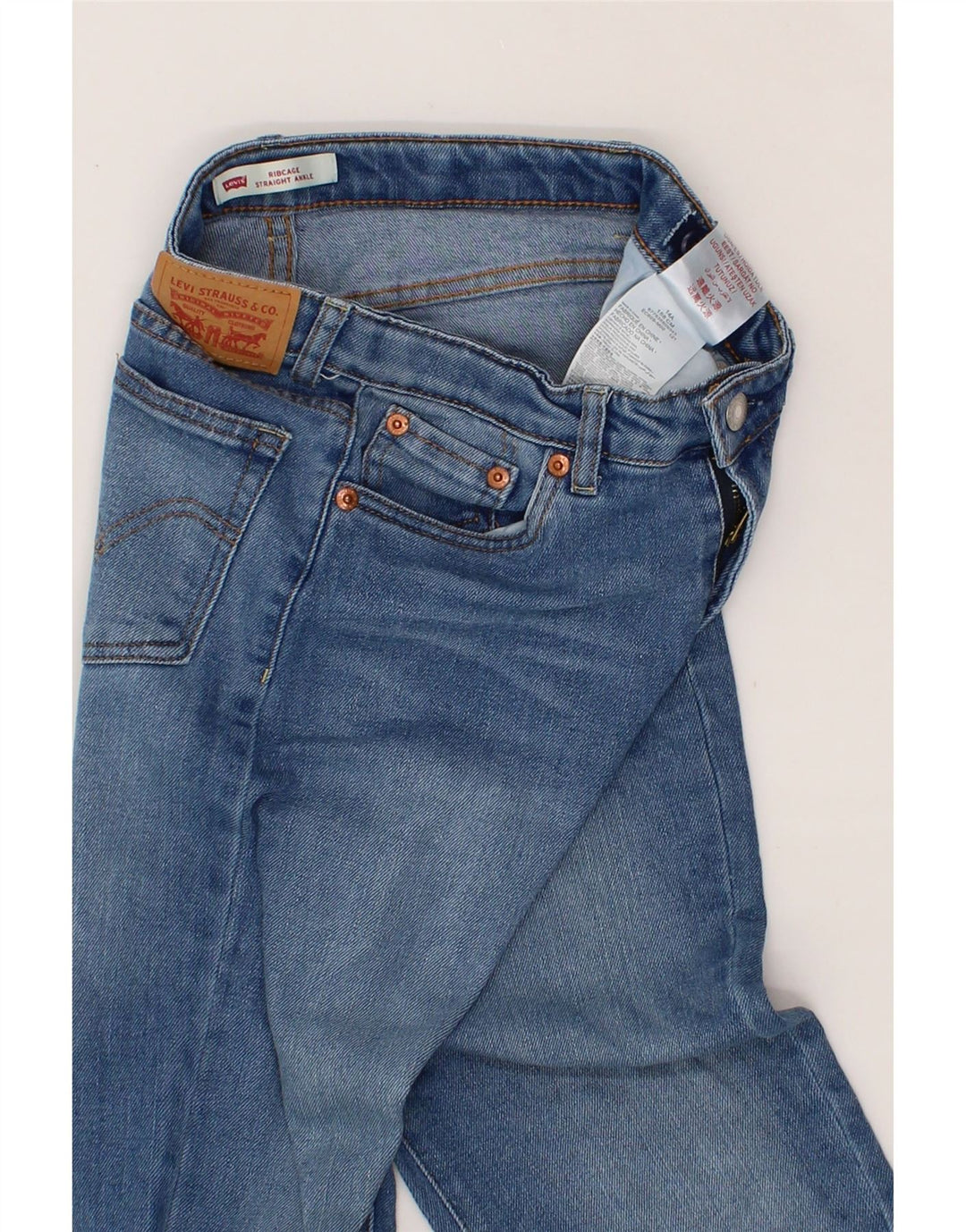 LEVI'S Boys Ribcage Straight Jeans 11-12 Years W26 L29 Blue Vintage Levi's and Second-Hand Levi's from Messina Hembry 
