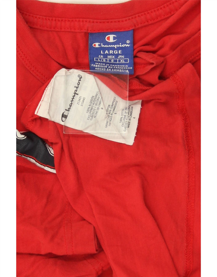 Ανδρικό γραφικό μπλουζάκι CHAMPION Top Large Red Colourblock Βαμβακερό
