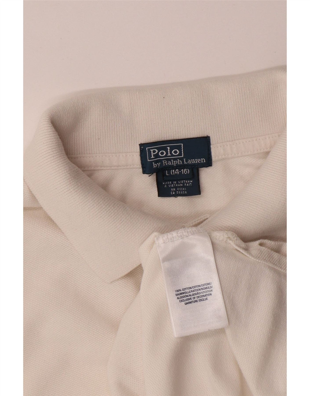 POLO RALPH LAUREN Αγόρια γραφικό μπλουζάκι πόλο 14-15 ετών μεγάλο λευκό βαμβακερό