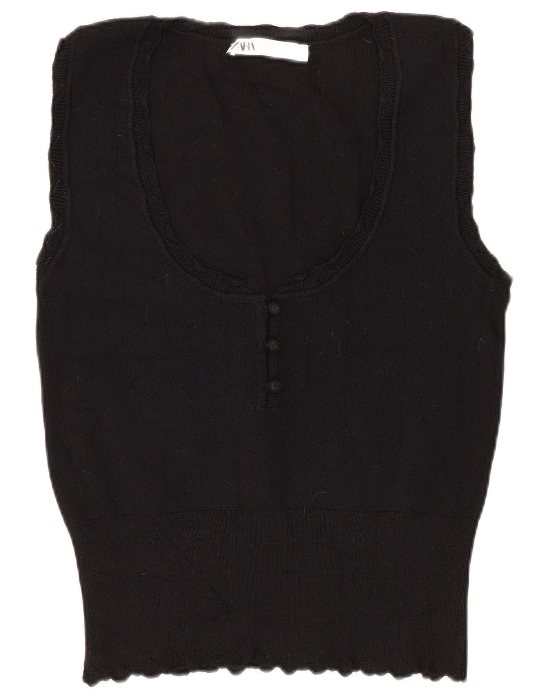 Zara Γυναικείο γιλέκο Crop Tank Top UK 14 Large Black Viscose