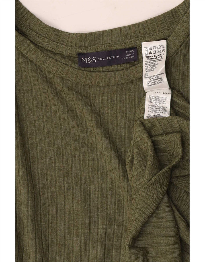 Marks & Spencer Γυναικείο μακρυμάνικο φόρεμα Shift UK 14 Large Khaki Polyester