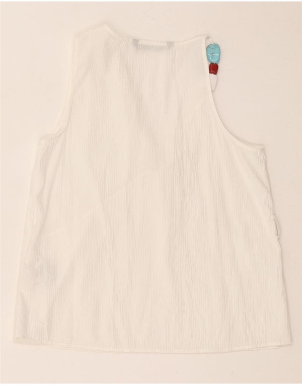 Zara Γυναικεία Αμάνικη Μπλούζα Τοπ UK 10 Small White Viscose