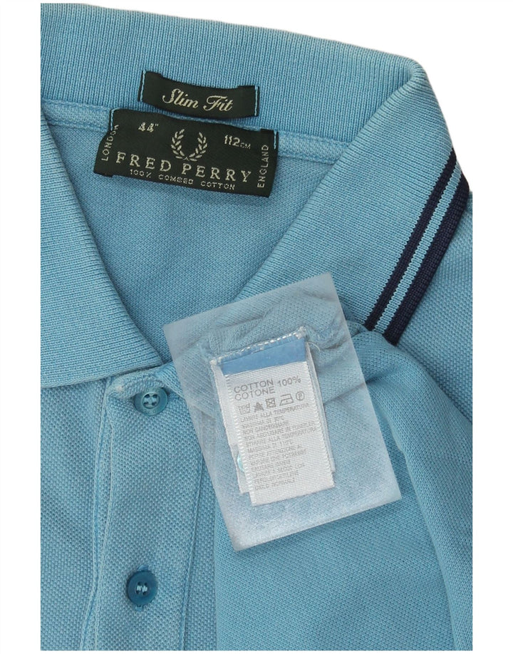 Fred Perry Ανδρικό πουκάμισο Polo Slim Fit, μεσαίο μπλε βαμβακερό