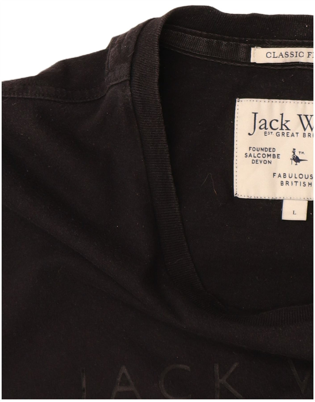 JACK WILLS Ανδρικό γραφικό μπλουζάκι Classic Fit Top μεγάλο μαύρο βαμβακερό