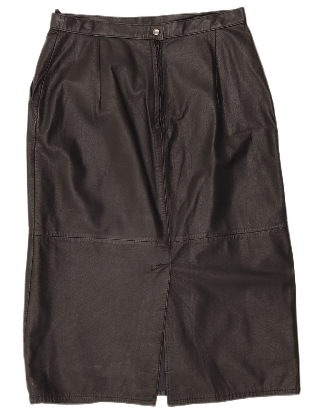 Vintage γυναικεία ψηλόμεση δερμάτινη φούστα UK 16 Large W30 Μαύρη