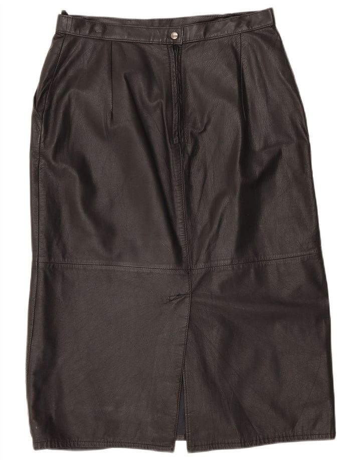 Vintage γυναικεία ψηλόμεση δερμάτινη φούστα UK 16 Large W30 Μαύρη