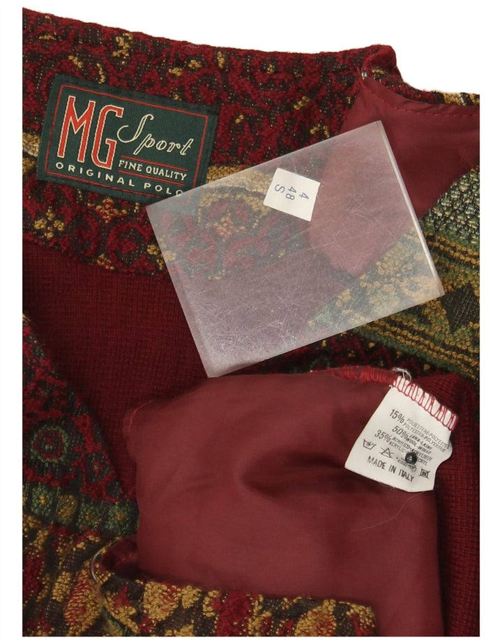 Vintage Ανδρικό Γιλέκο Μικρό Βουργουνδό Floral μαλλί