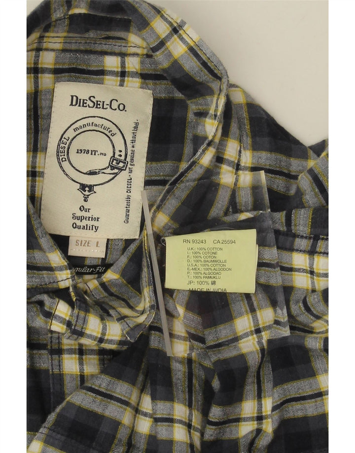DIESEL Mens Flannel Shirt Large Navy Blue Check Cotton Vintage Diesel and Second-Hand Diesel from Messina Hembry 