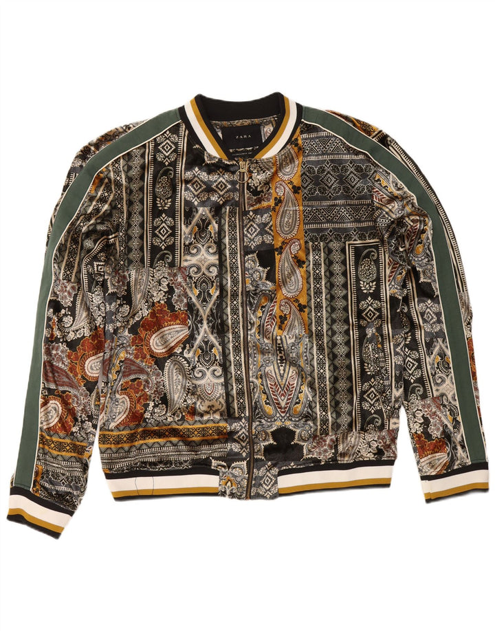 Zara Γυναικείο Bomber Jacket UK 18 XL Πολύχρωμο Paisley Polyester