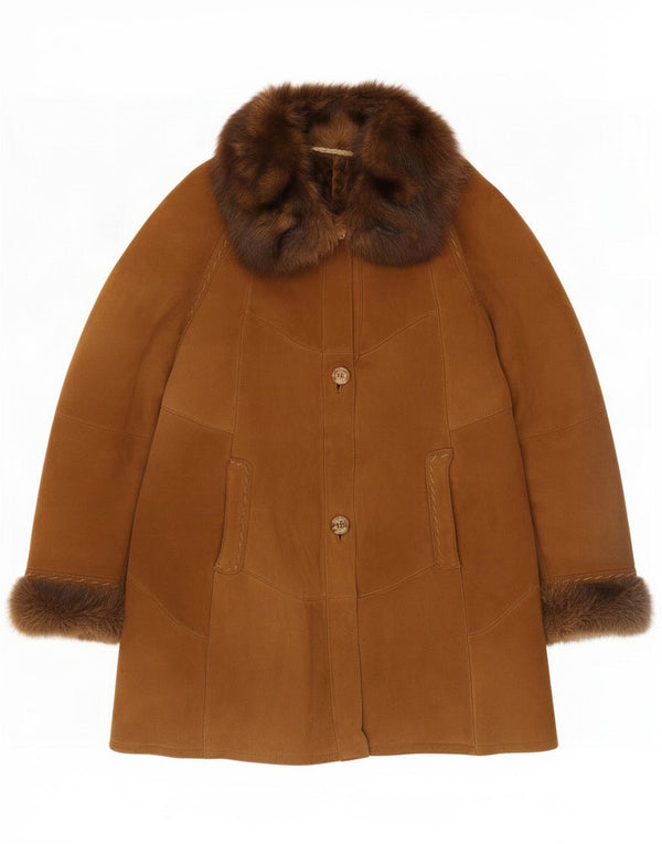 Vintage Γυναικείο Παλτό Shearling UK 16 Large Brown