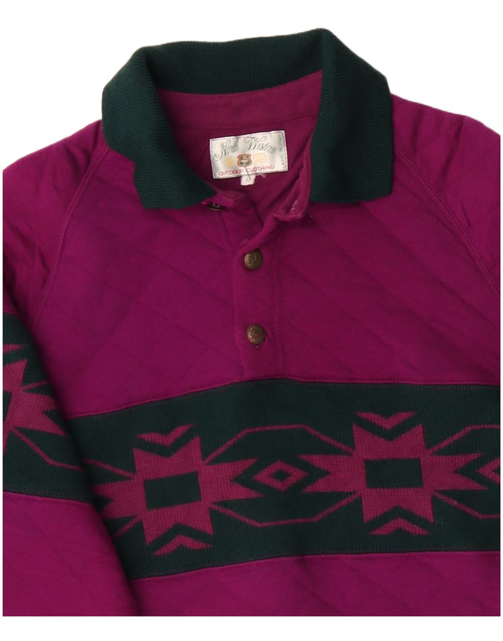 North WESTERN Ανδρικό φούτερ με λαιμό polo Jumper Medium Purple Fair Isle