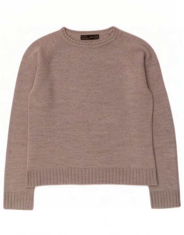 Zara Γυναικείο πουλόβερ με λαιμόκοψη UK 14 Large Grey Acrylic