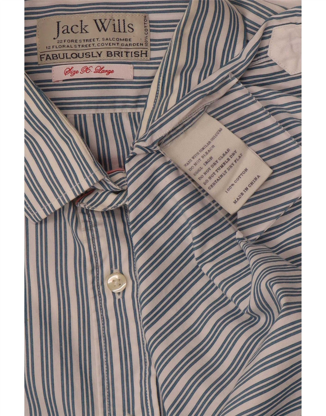 Jack Wills Ανδρικό επίσημο πουκάμισο XL Μπλε ριγέ βαμβακερό
