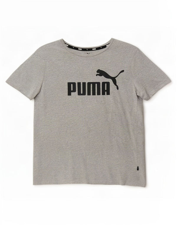 Puma Womens Graphic T-Shirt Top UK 14 Medium Grey Flecked Cotton