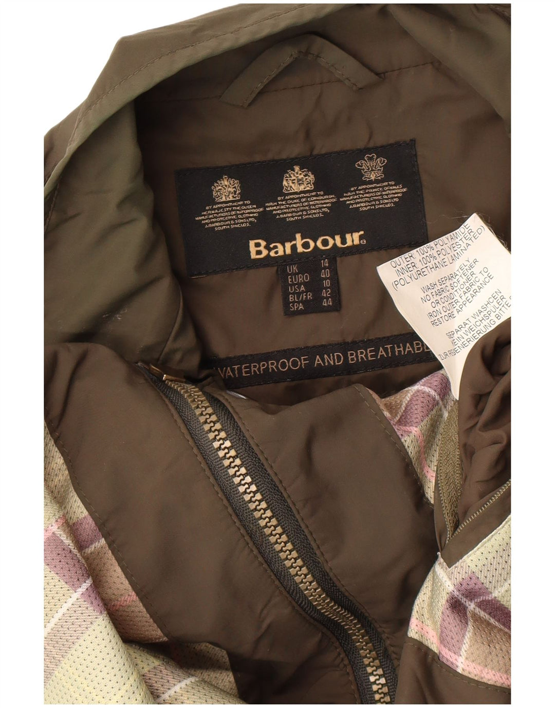 Barbour Womens Utility Jacket UK 14 Large Khaki Polyamide