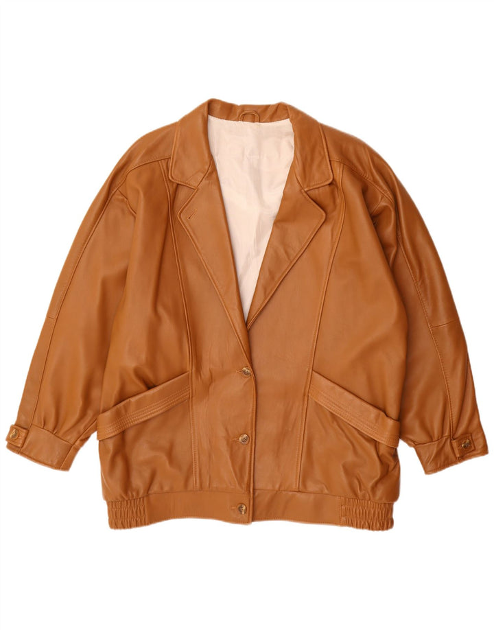 Vintage Γυναικείο Oversized Δερμάτινο Μπουφάν EU 44 XL Καφέ Δερμάτινο