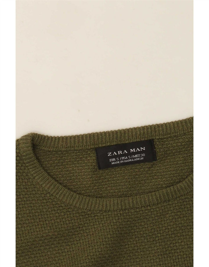 Ανδρικό πουλόβερ Zara Crew Neck Jumper Μικρό Χακί