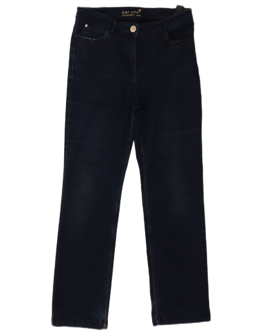 Marks & Spencer Γυναικεία Straight Jeans UK 12 Medium W30 L27 Navy Blue Cotton