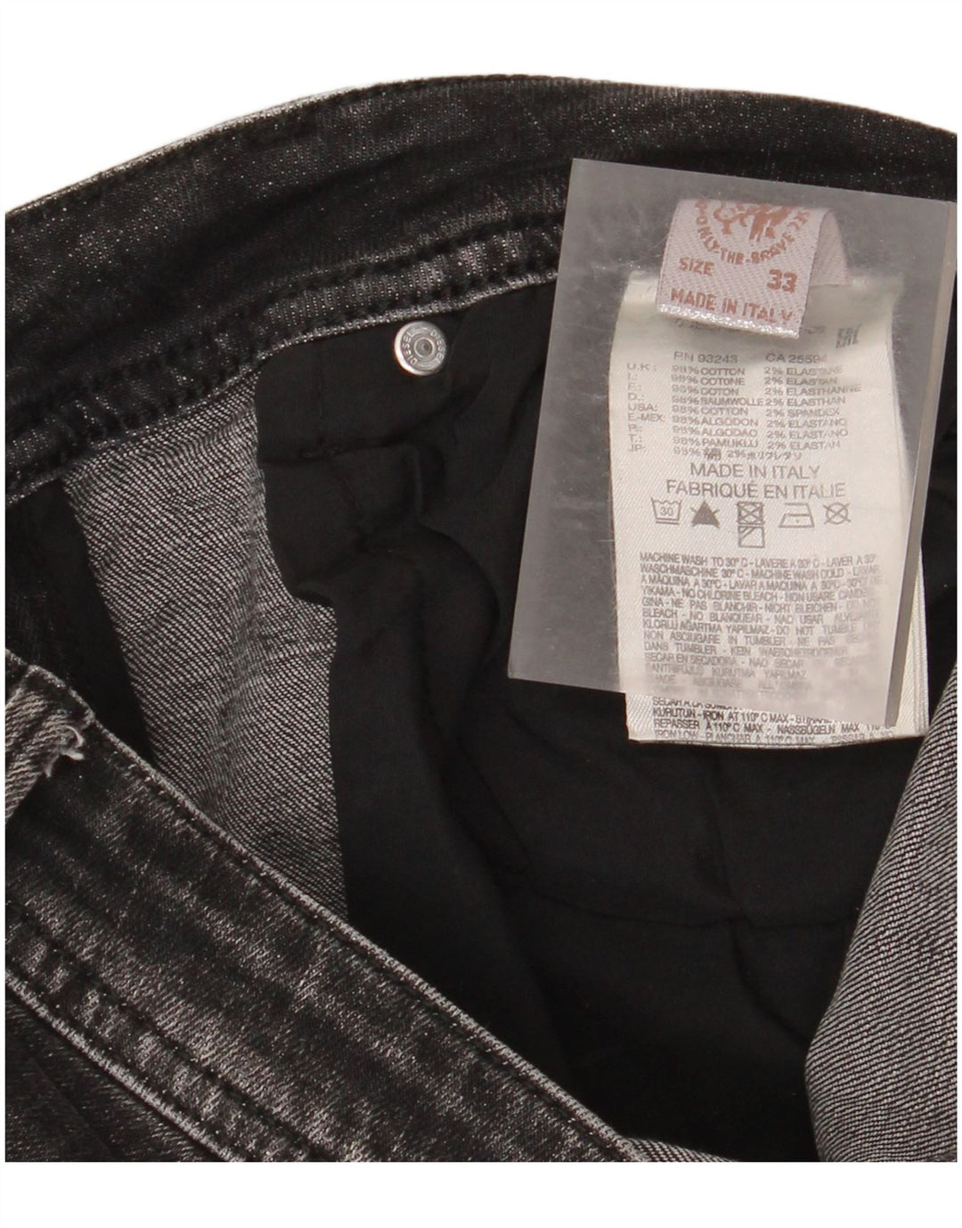 Diesel Mens Distressed Slim Jeans W33 L30 Μαύρο βαμβακερό