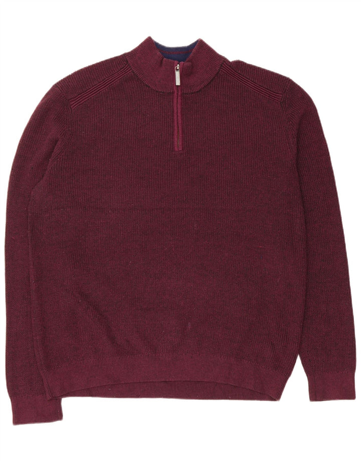 Ανδρικό πουλόβερ με φερμουάρ Ted Baker, μέγεθος 6 2XL, μπορντό πολυεστέρας