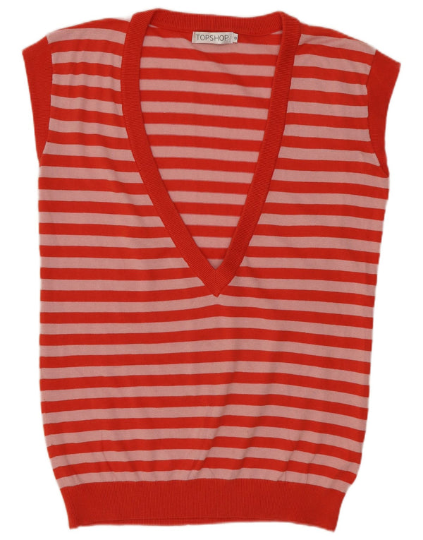 Topshop Γυναικείο Γιλέκο Tank Top UK 10 Small Red ριγέ βαμβακερό