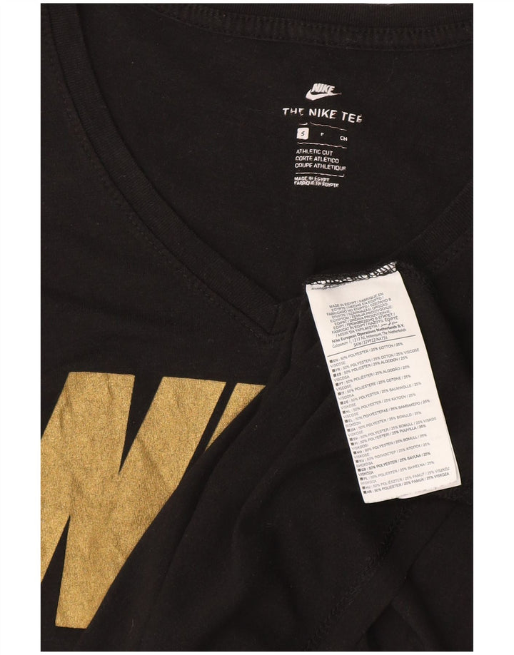 Γυναικείο γραφικό μπλουζάκι αθλητικής κοπής NIKE Top 10 μικρού μαύρου πολυεστέρα