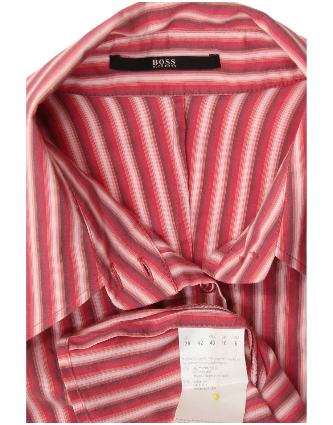 Γυναικείο πουκάμισο Hugo Boss UK 10 Small Red ριγέ βαμβακερό