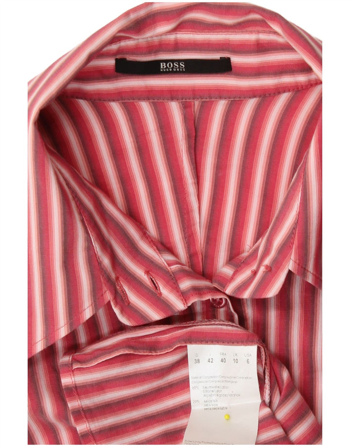 Γυναικείο πουκάμισο Hugo Boss UK 10 Small Red ριγέ βαμβακερό