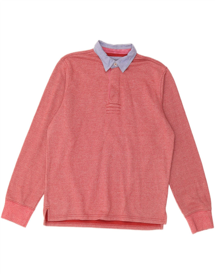 Ανδρικό μακρυμάνικο μπλουζάκι ράγκμπι πόλο DOCKERS, μεσαίο κόκκινο βαμβακερό