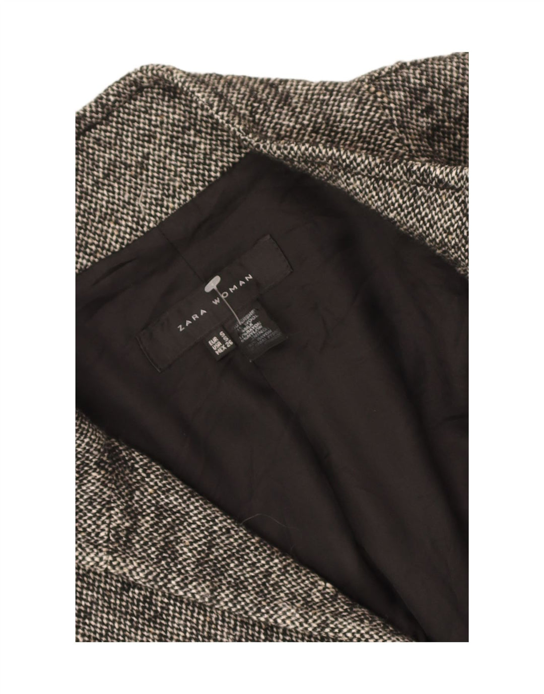 Zara Γυναικείο Open Blazer Jacket UK 10 Small Grey Flecked Wool